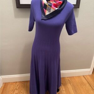 Ann Taylor Purple Midi Dress with Scarf